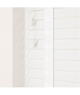 50mm Slat Ultra White Faux Wood Venetian Blind With Tapes 120cm Drop