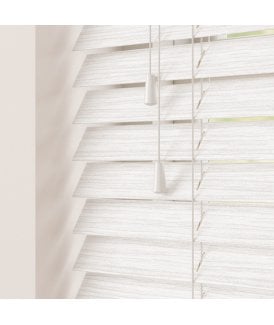 50mm Slat White Oak Faux Wood Venetian Blind With Strings 120cm Drop
