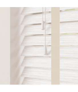 50mm Slat White Oak Faux Wood Venetian Blind With Tapes 120cm Drop