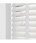 50mm Slat White Real Bamboo Wood Venetian Blind With Tapes 120cm Drop