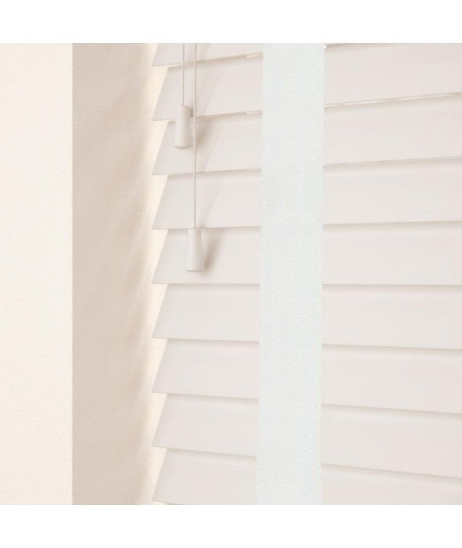 Sunwood 50mm Slat White Real Wood Venetian Blind With Tapes 120cm Drop