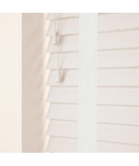 50mm Slat White Real Wood Venetian Blind With Tapes 120cm Drop