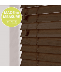 Burnt Oak Made To Measure Wooden Venetian Blinds 50mm Slats With Strings