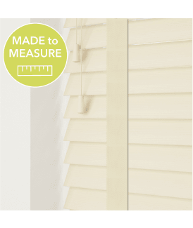 Creme Made To Measure Faux Wooden Venetian Blinds 50mm or 35mm Slats With Tapes