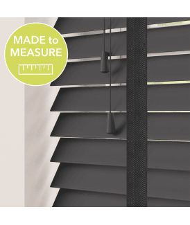 Dark Grey Made To Measure Faux Wooden Venetian Blinds  Slats With Tapes