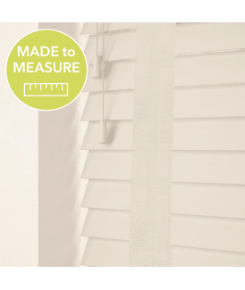 Made to Measure 50mm or 35mm Slat Cream Real Wood Venetian Blind With Tapes
