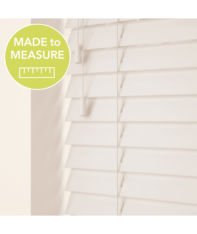 Sunwood Made to Measure 50mm or 35mm Slat White Real Wood Venetian Blind With String