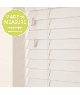 Made to Measure 50mm or 35mm Slat White Real Wood Venetian Blind With String