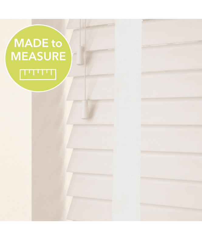 Sunwood Made to Measure 50mm or 35mm Slat White Real Wood Venetian Blind With Tapes
