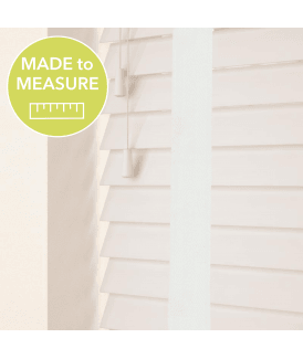 Made to Measure 50mm or 35mm Slat White Real Wood Venetian Blind With Tapes