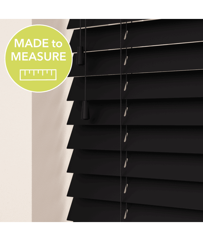 Sunwood Made to Measure 50mm Slat Black Real Wood Venetian Blind With String