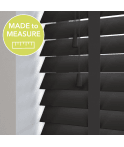 Made to Measure 50mm Slat Black Real Wood Venetian Blind With Tapes