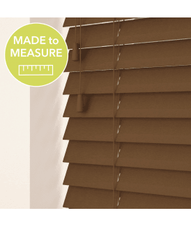 Made to Measure 50mm Slat Dark Oak Real Wood Venetian Blind With String