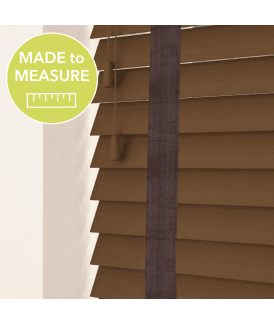 Made to Measure 50mm Slat Dark Oak Real Wood Venetian Blind With Tapes