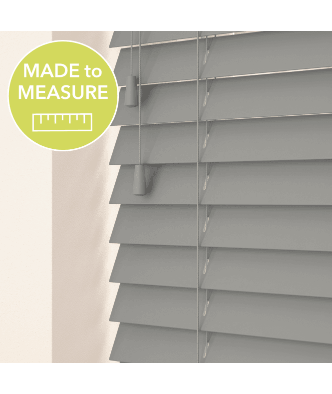 Sunwood Made to Measure 50mm Slat Light Grey Real Wood Venetian Blind With String