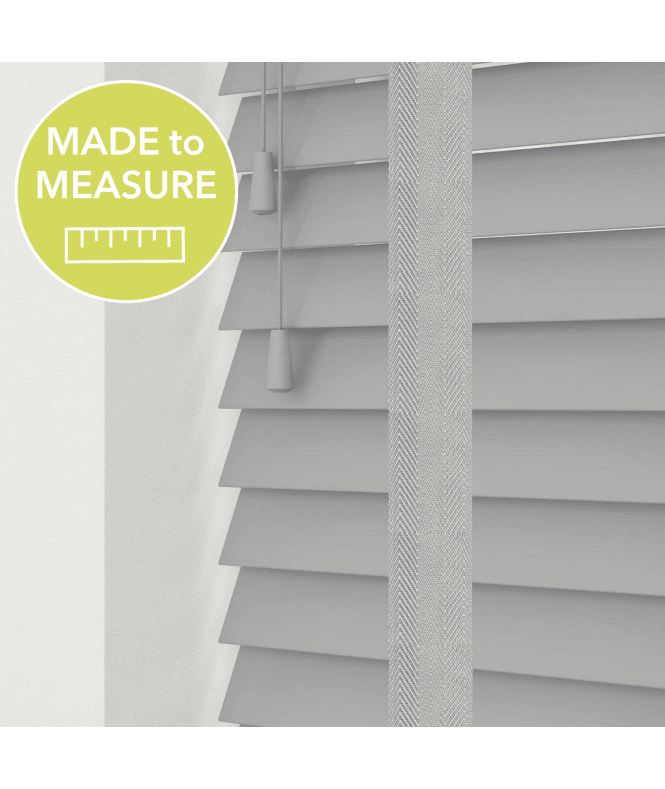Sunwood Made to Measure 50mm Slat Light Grey Real Wood Venetian Blind With Tapes