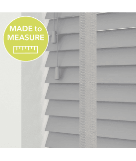 Made to Measure 50mm Slat Light Grey Real Wood Venetian Blind With Tapes