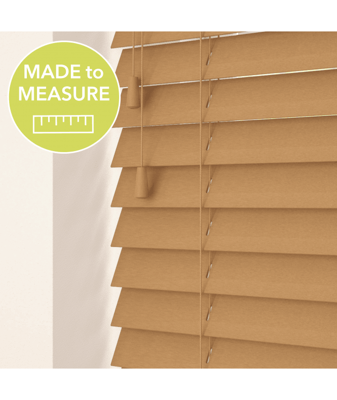 Sunwood Made to Measure 50mm Slat Light Oak Real Wood Venetian Blind With String