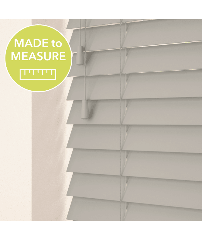 Sunwood Made to Measure 50mm Slat Pale Grey Real Wood Venetian Blind With String