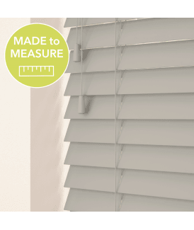 Made to Measure 50mm Slat Pale Grey Real Wood Venetian Blind With String