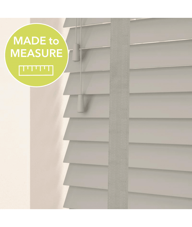 Sunwood Made to Measure 50mm Slat Pale Grey Real Wood Venetian Blind With Tapes