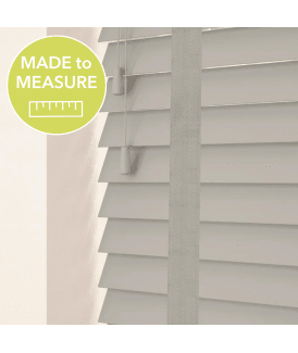 Made to Measure 50mm Slat Pale Grey Real Wood Venetian Blind With Tapes