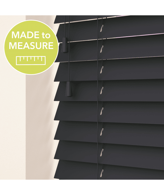 Sunwood Made to Measure 50mm Slat Slate Grey Real Wood Venetian Blind With String