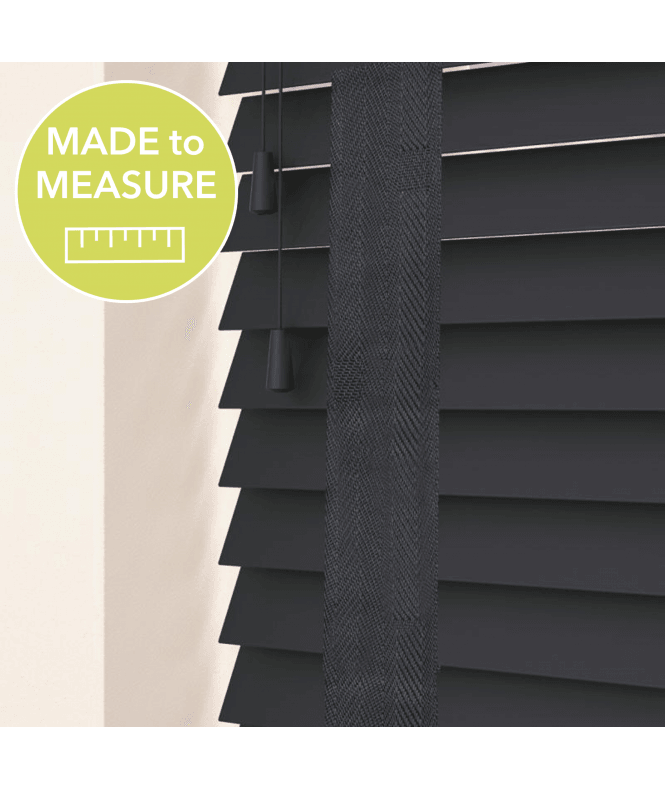 Sunwood Made to Measure 50mm Slat Slate Grey Real Wood Venetian Blind With Tapes