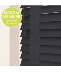 Made to Measure 50mm Slat Slate Grey Real Wood Venetian Blind With Tapes