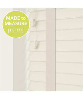 Misty White Made To Measure Faux Wooden Venetian Blinds 50mm or 35mm Slats With Tapes