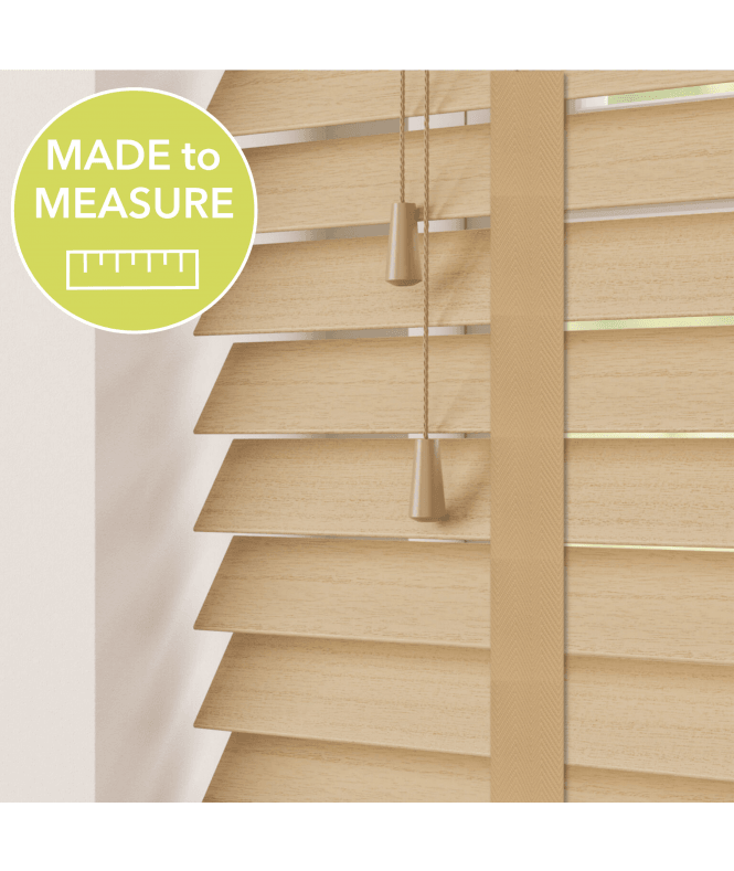 Sunwood Narra Oak Made To Measure Wooden Venetian Blinds 50mm Slats With Tapes