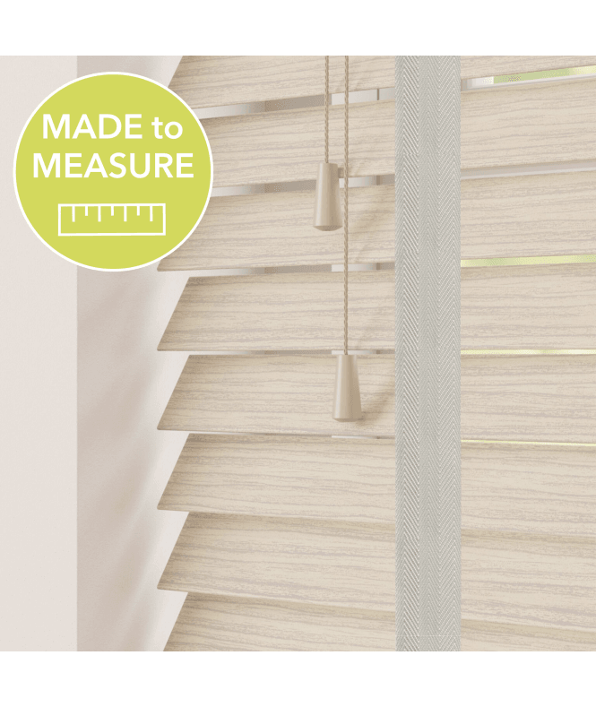 Sunwood Natural Oak Made To Measure Faux Wooden Venetian Blinds 50mm Slats With Tapes