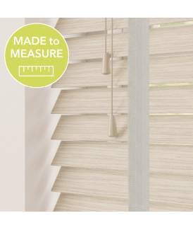 Natural Oak Made To Measure Faux Wooden Venetian Blinds 50mm Slats With Tapes