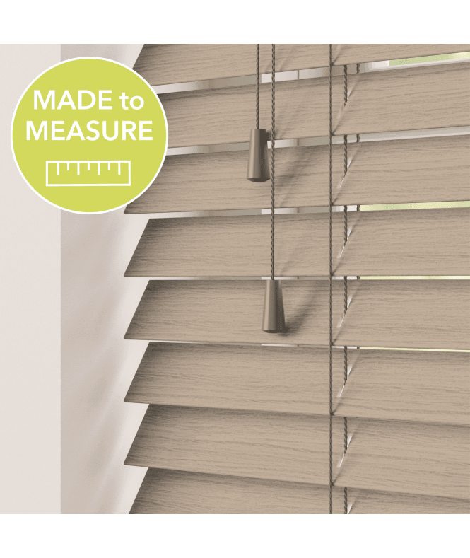 Sunwood Northern Oak Made To Measure Wooden Venetian Blinds 50mm Slats With Strings