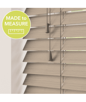 Northern Oak Made To Measure Wooden Venetian Blinds 50mm Slats With Strings