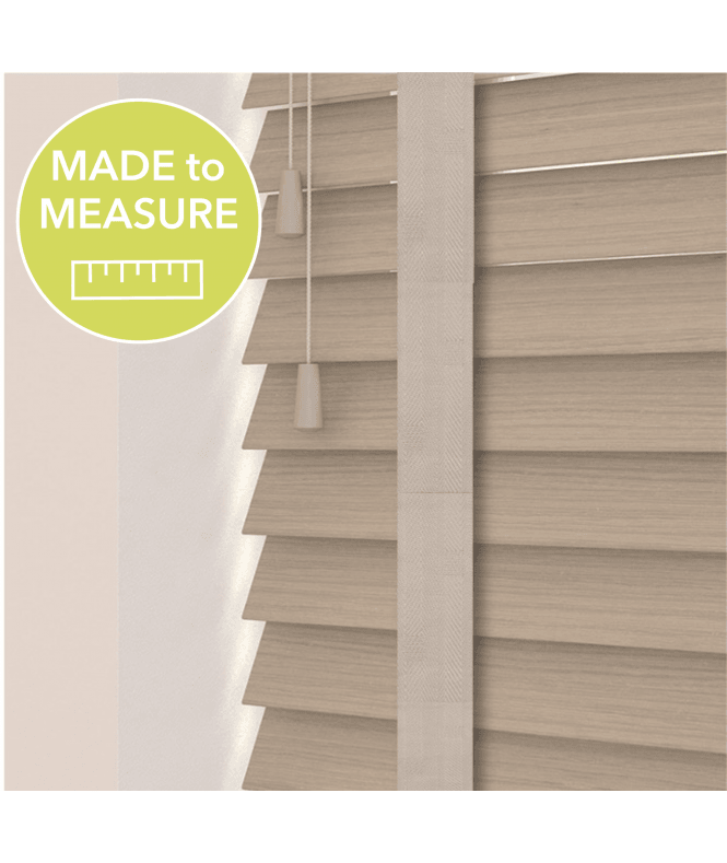 Sunwood Northern Oak Made To Measure Wooden Venetian Blinds 50mm Slats With Tapes