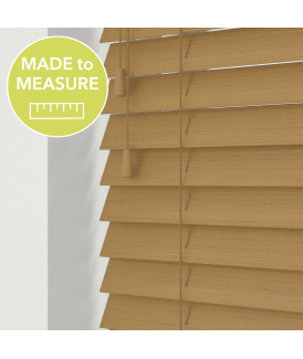 Sahara Oak Made To Measure Faux Wooden Venetian Blinds 50mm or 35mm Slats With Strings