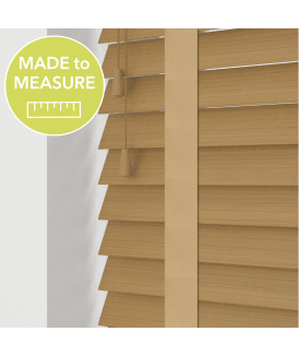 Sahara Oak Made To Measure Faux Wooden Venetian Blinds 50mm Slats With Tapes