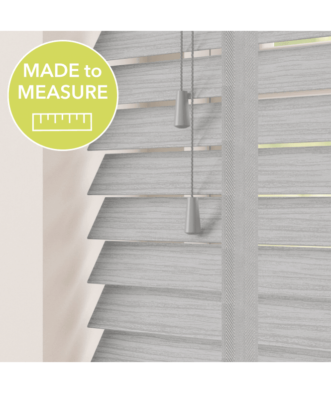 Sunwood Silver Birch Made To Measure Faux Wooden Venetian Blinds 50mm Slats With Tapes