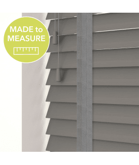 Smooth Grey Made To Measure Faux Wooden Venetian Blinds 50mm or 35mm Slats With Tapes