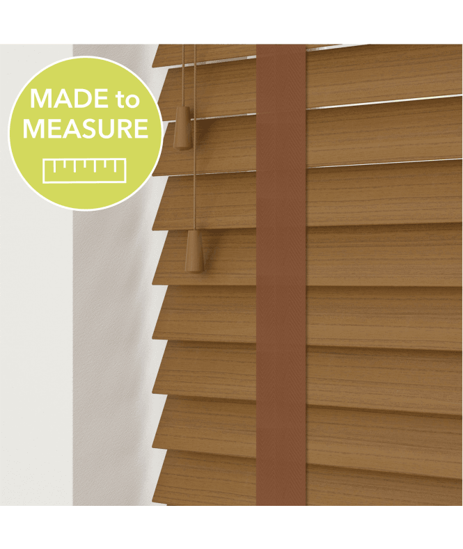 Sunwood Truffle Made To Measure Faux Wooden Venetian Blinds 50mm or 35mm Slats With Tapes