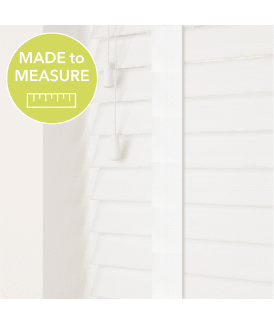 Ultra White Made To Measure Faux Wooden Venetian Blinds 50mm or 35mm Slats With Tapes