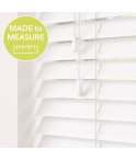 White Made To Measure Bamboo Wood Venetian Blinds 50mm Slats With Strings