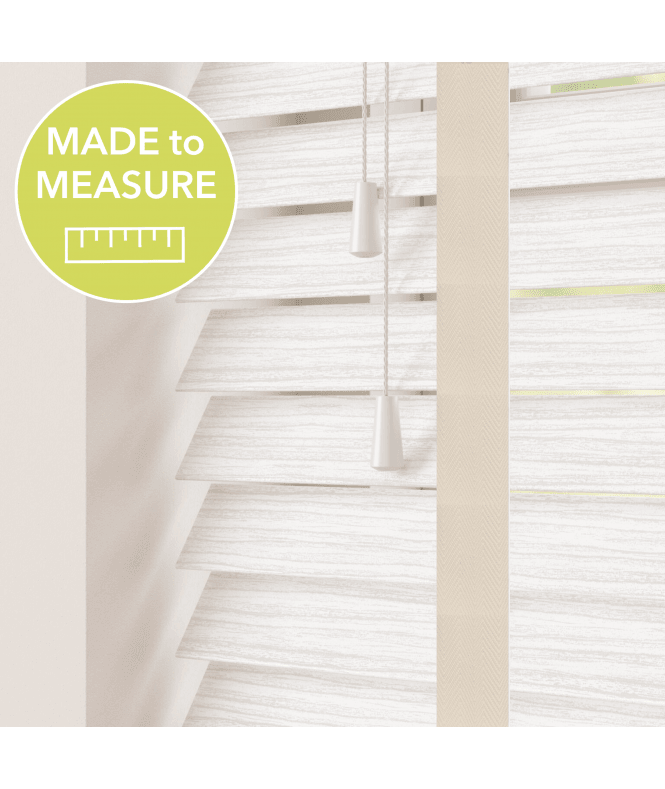 Sunwood White Oak Made To Measure Faux Wooden Venetian Blinds 50mm Slats With Tapes